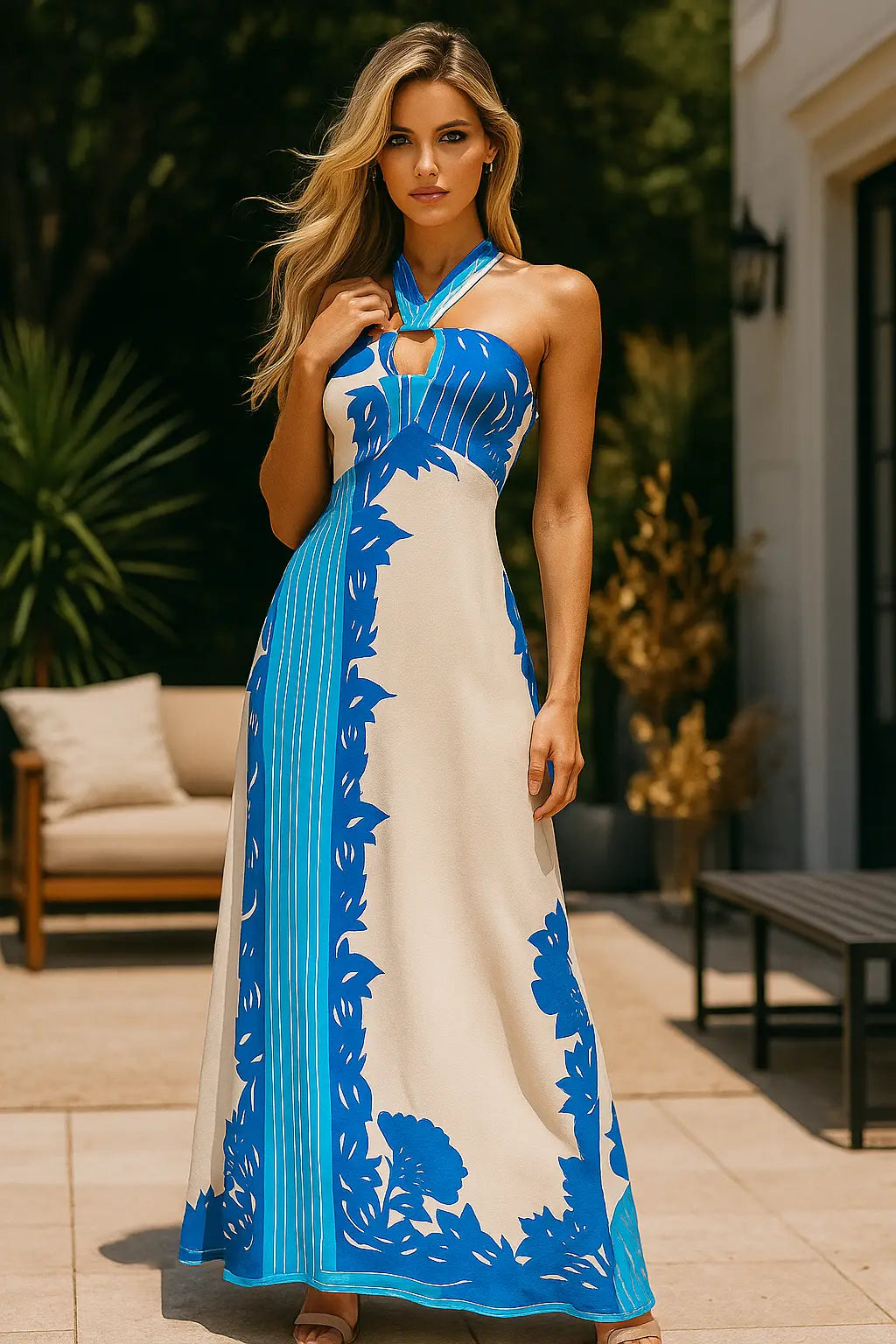 Tropical Mirage Halter Dress