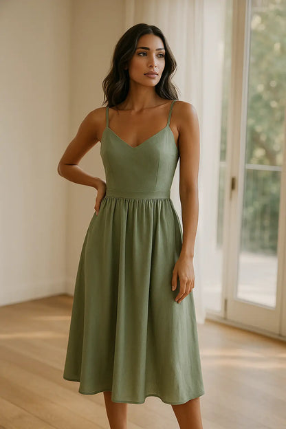 V-Neck Backless Dress