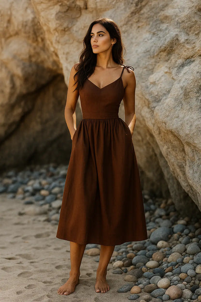 V-Neck Backless Dress