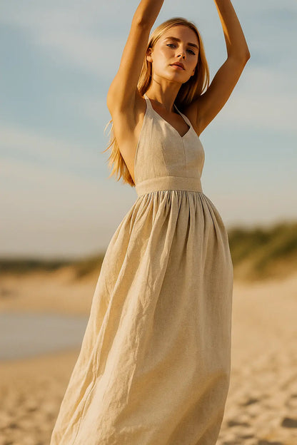 V-Neck Backless Dress
