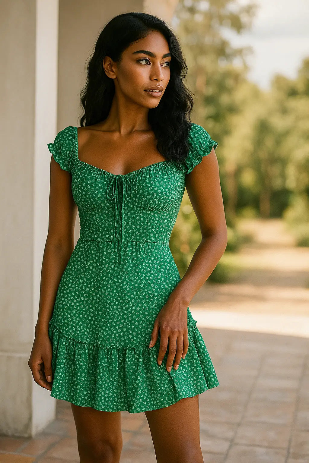 Summer Petal U-Neck Dress
