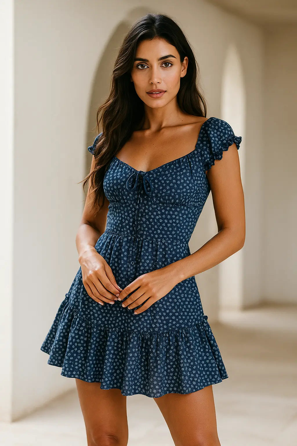 Summer Petal U-Neck Dress