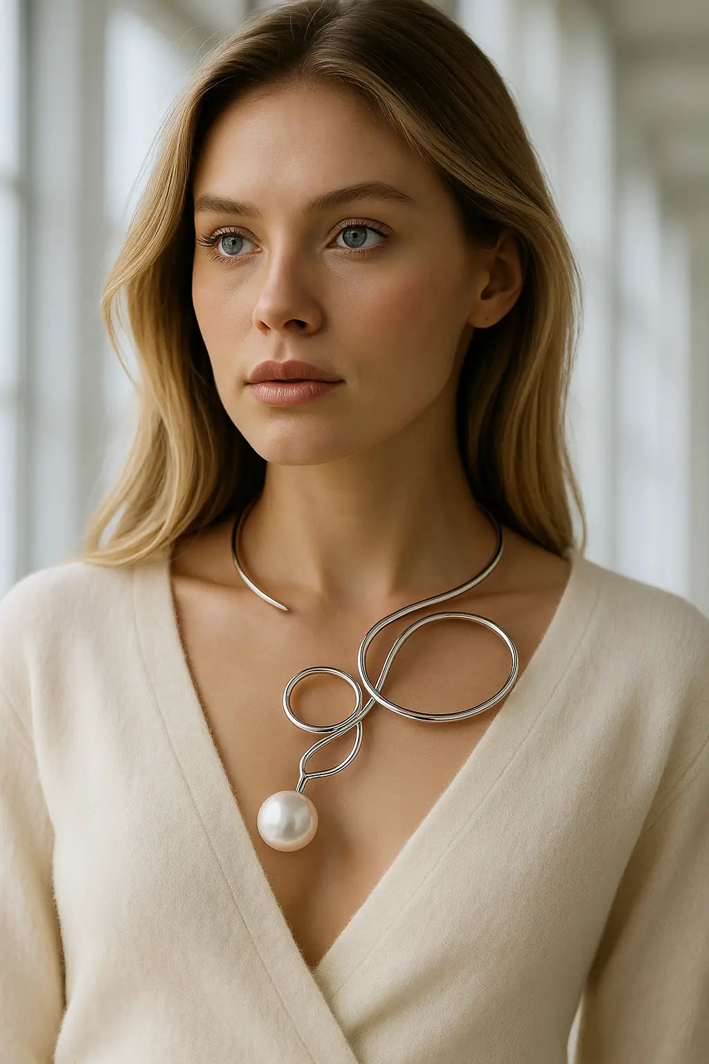 Eternal Grace Imitation Pearl Bow Necklace