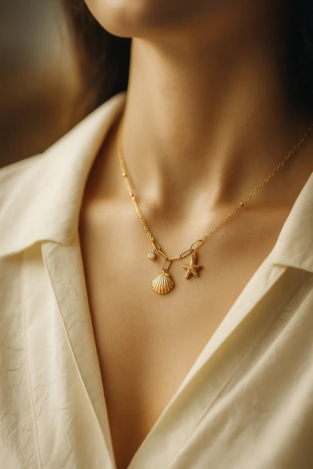 Starfish Shell Stainless Steel Necklace