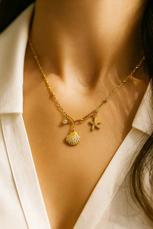Starfish Shell Stainless Steel Necklace