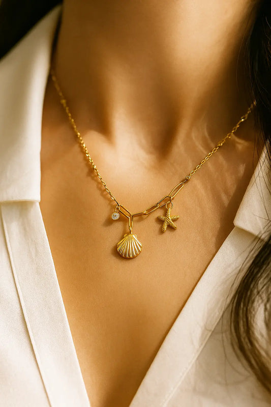 Starfish Shell Stainless Steel Necklace