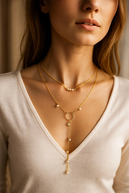 Long Pearl and Tassel Necklace